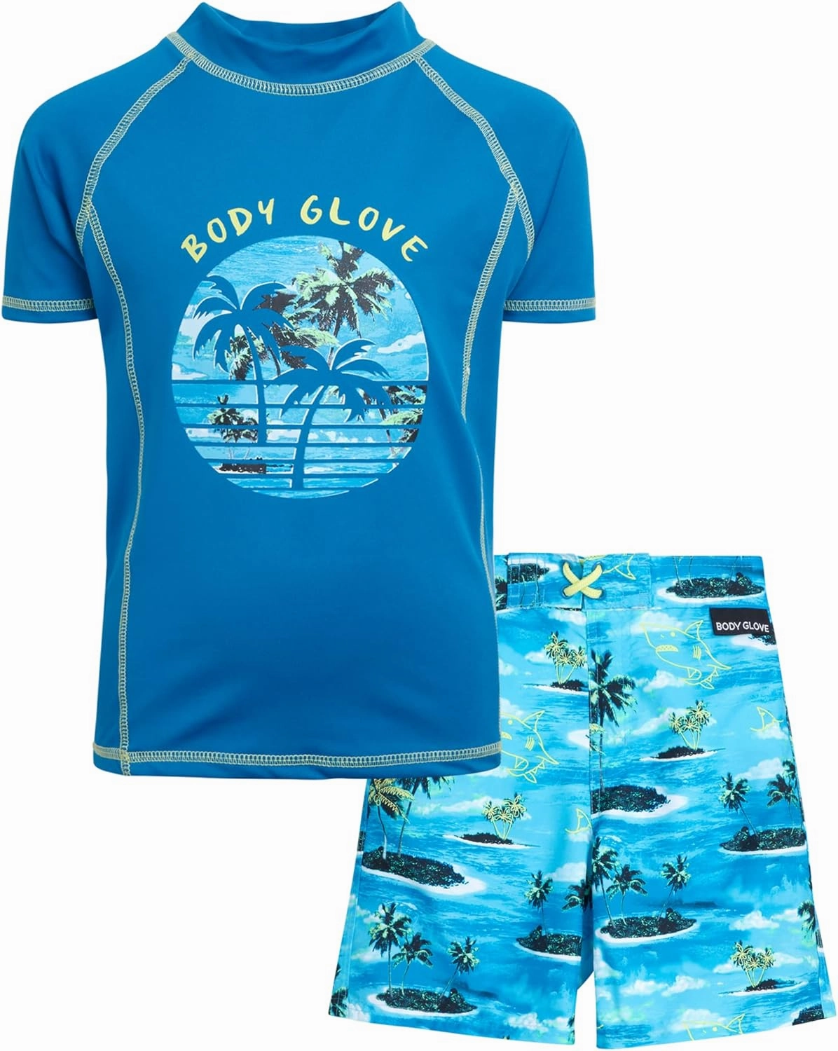 Body Glove Boys Swim Set - 2 Piece UPF 50  Swim Trunks and Rash Guard for Boys Kids Swimwear Set (Sizes: 4-12)