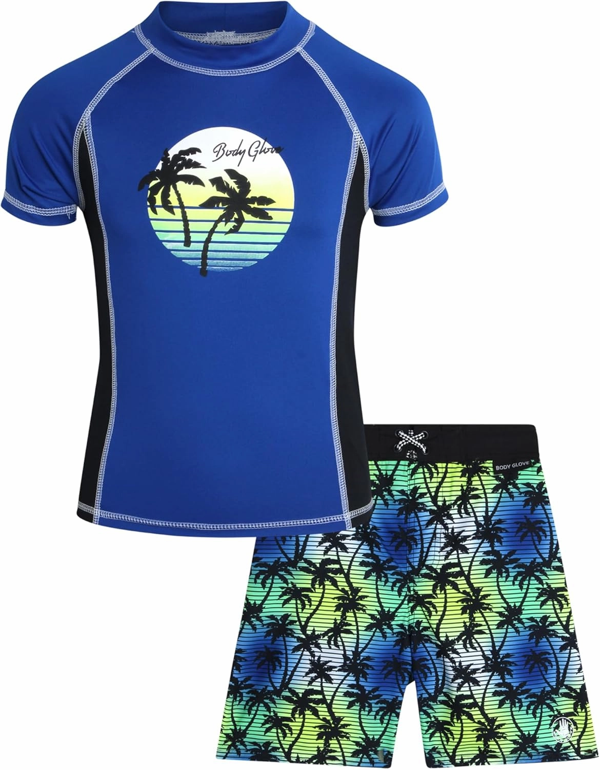 Body Glove Boys Swim Set - 2 Piece UPF 50  Swim Trunks and Rash Guard for Boys Kids Swimwear Set (Sizes: 4-12)