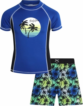 Body Glove Boys Swim Set - 2 Piece UPF 50  Swim Trunks and Rash Guard for Boys Kids Swimwear Set (Sizes: 4-12)