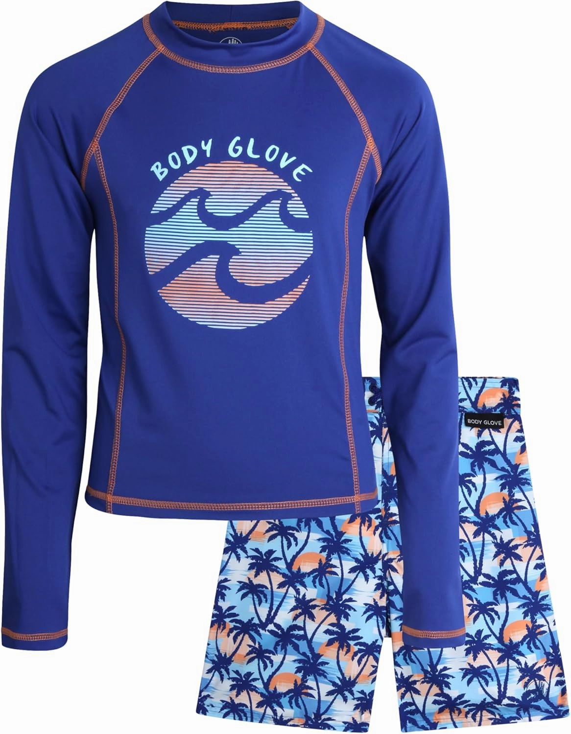 Body Glove Boys Swim Set - Boys Swim Trunks with Rash Guard UPF50  2 Piece Bathing Suits with Shorts Swimsuit Set (Size 4-12)