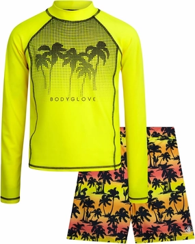 Body Glove Boys Swim Set - Boys Swim Trunks with Rash Guard UPF50  2 Piece Bathing Suits with Shorts Swimsuit Set (Size 4-12)
