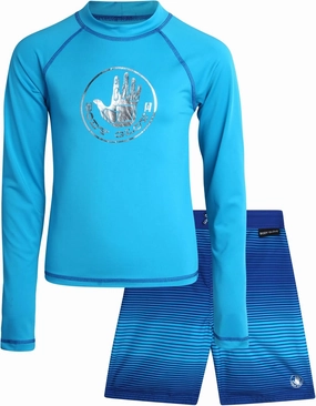 Body Glove Boys Swim Set - Boys Swim Trunks with Rash Guard UPF50  2 Piece Bathing Suits with Shorts Swimsuit Set (Size 4-12)