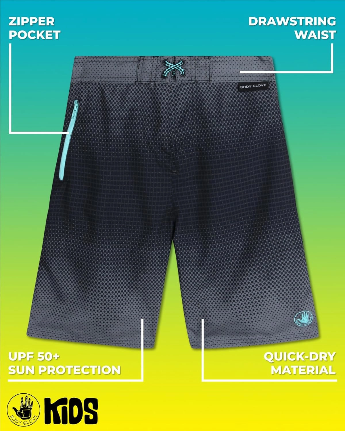 Body Glove Boys Swim Trunks - 2 Pack UPF 50  Quick Dry Board Shorts Bathing Suit Kids Swimwear with Pockets (Sizes: 8-18)