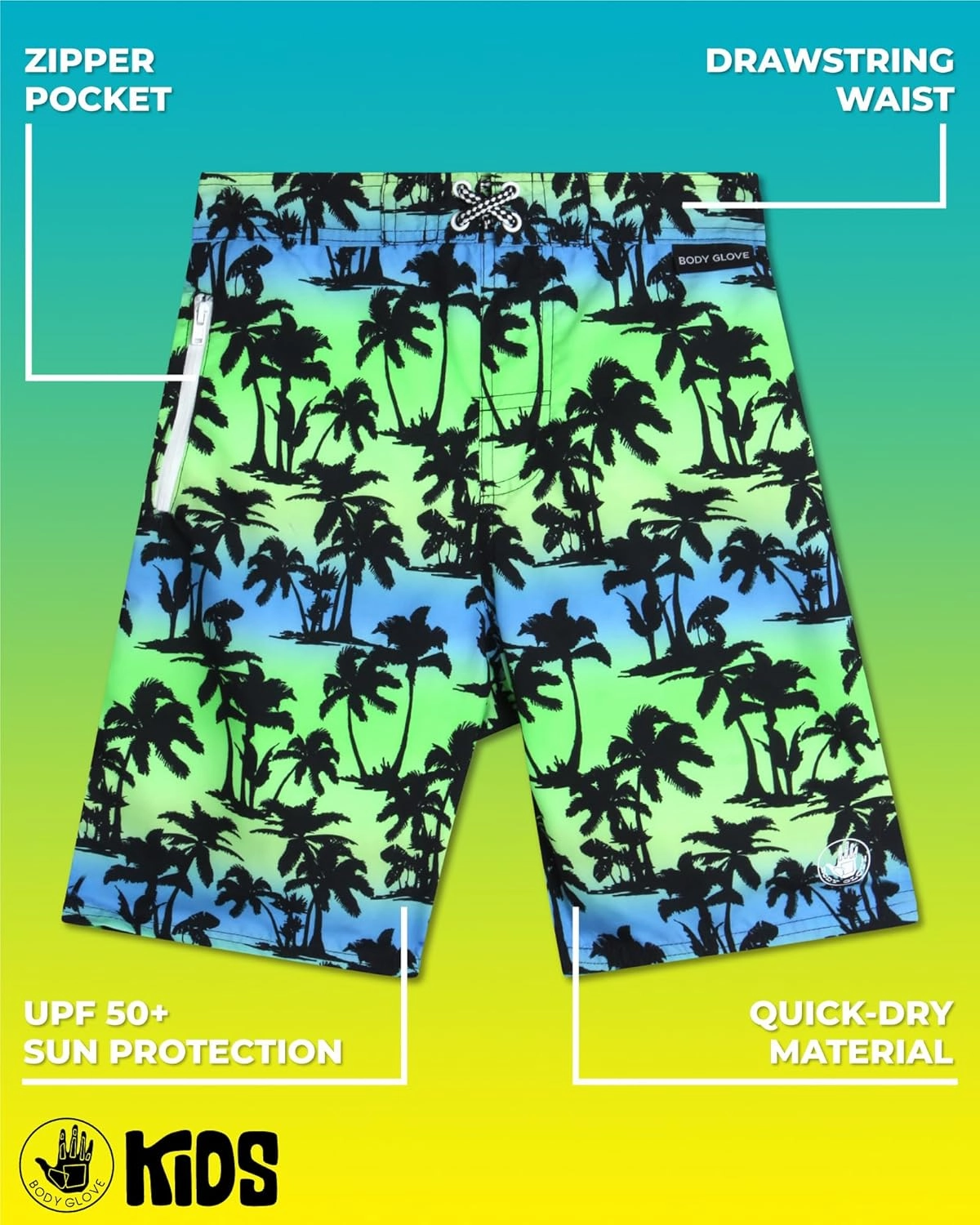 Body Glove Boys Swim Trunks - 2 Pack UPF 50  Quick Dry Board Shorts Bathing Suit Kids Swimwear with Pockets (Sizes: 8-18)