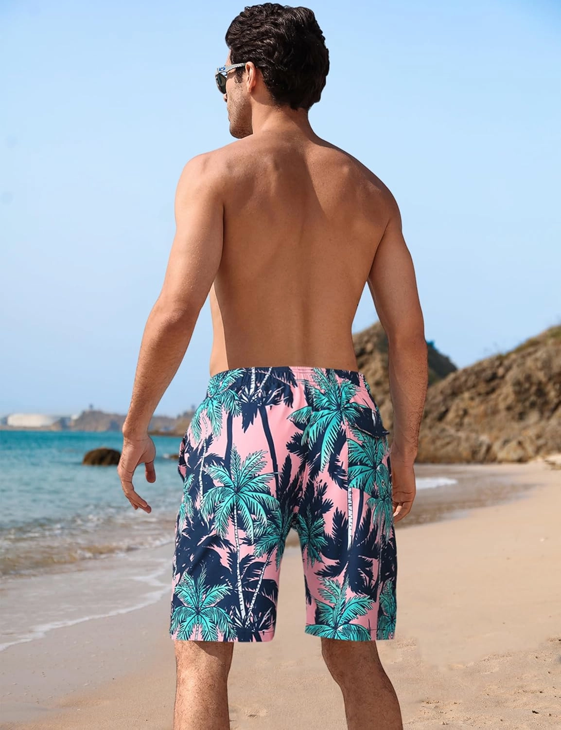 BOJIN Mens Swim Trunks 9" Quick Dry Stretch Swim Shorts Mesh Lining Bathing Suits Swimwear Beach Shorts with Pockets