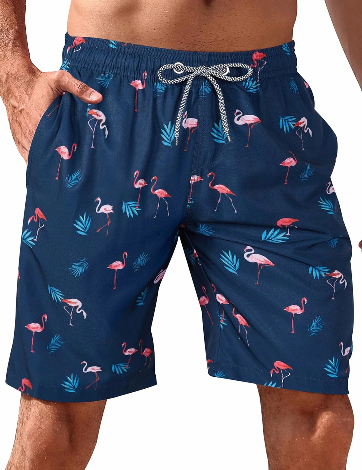 BOJIN Mens Swim Trunks 9" Quick Dry Stretch Swim Shorts Mesh Lining Bathing Suits Swimwear Beach Shorts with Pockets