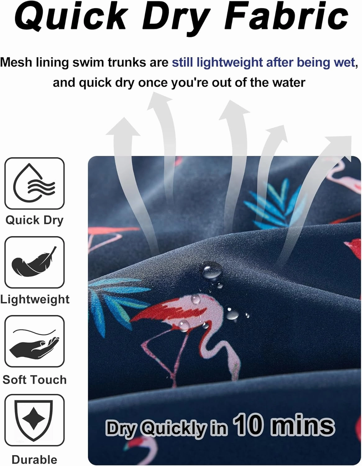BOJIN Mens Swim Trunks 9" Quick Dry Stretch Swim Shorts Mesh Lining Bathing Suits Swimwear Beach Shorts with Pockets