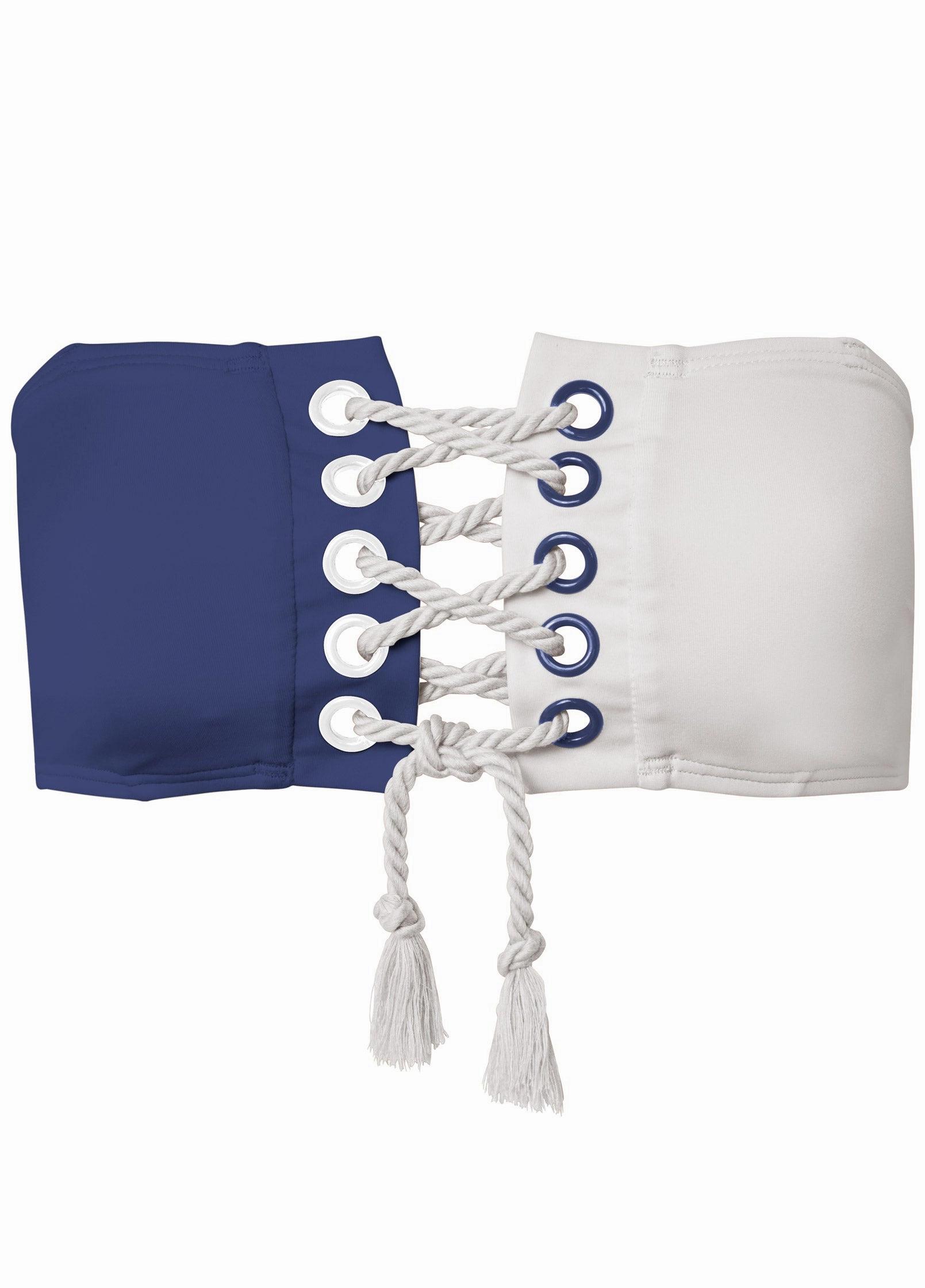 BON VOYAGE BANDEAU TOP - Navy Blue & White