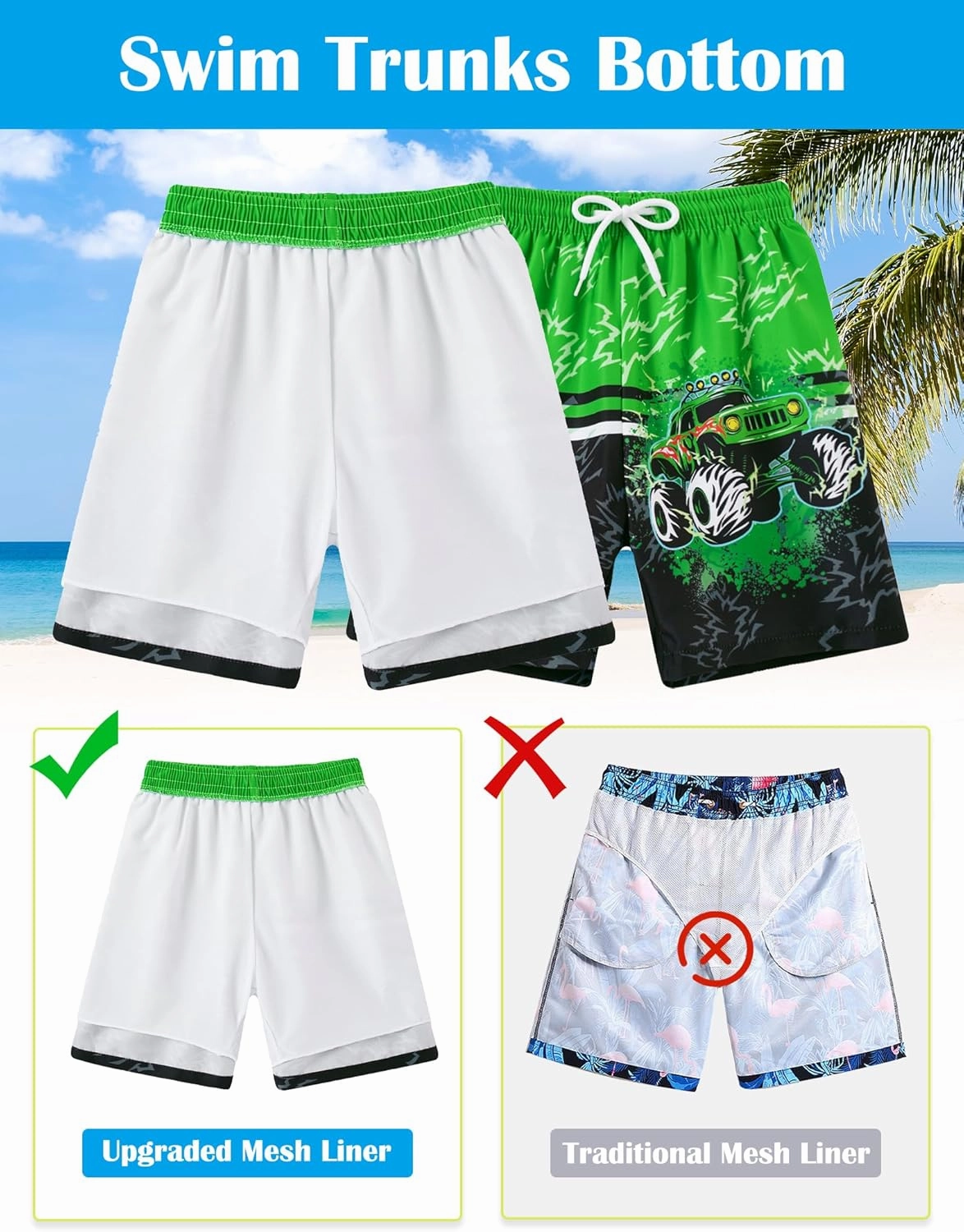 Boys Short Sleeve Rash Guard Swimsuit Set with Swim Trunks for 4-12 Years