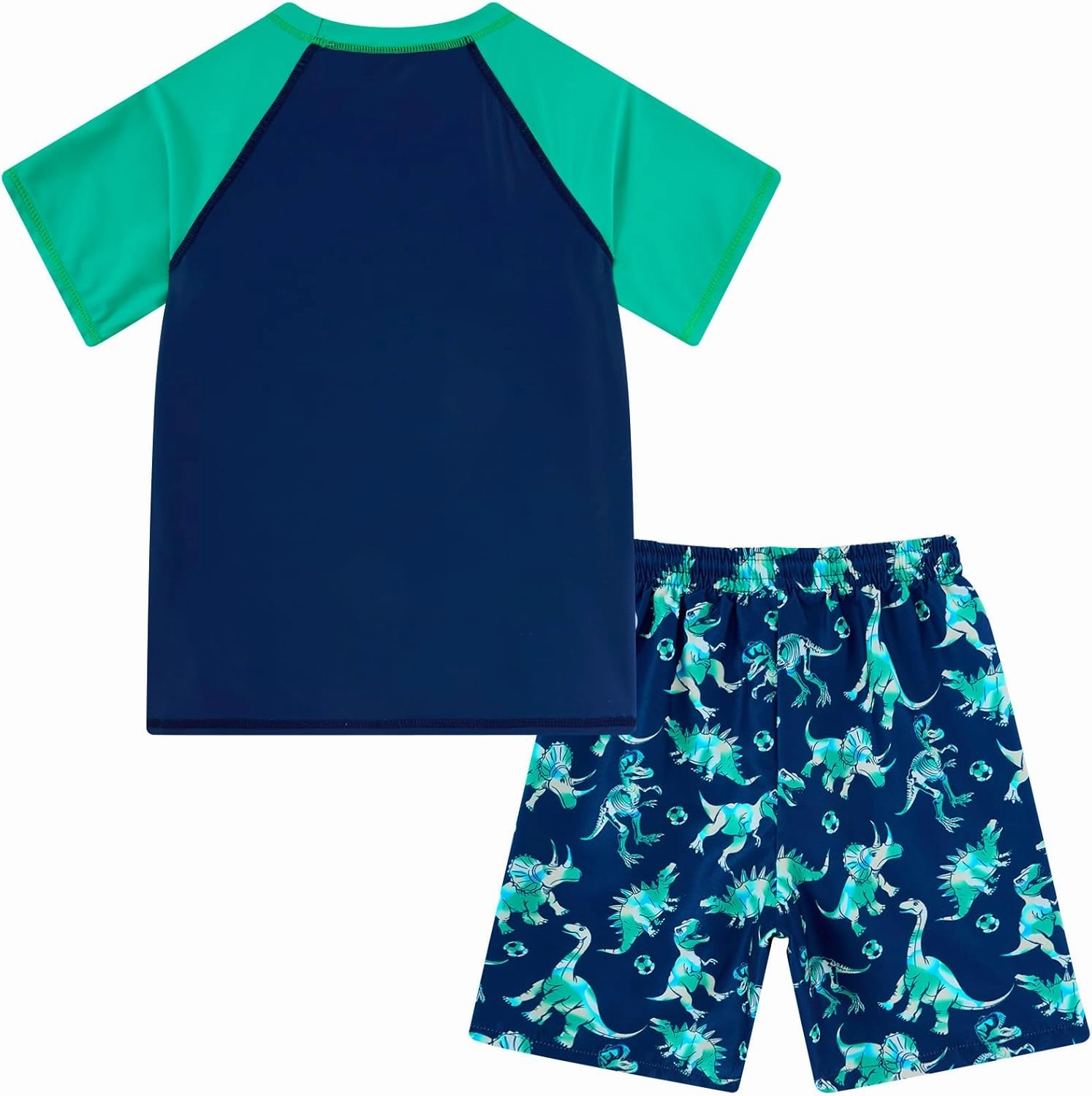 Boys Short Sleeve Rash Guard Swimsuit Set with Swim Trunks for 4-12 Years