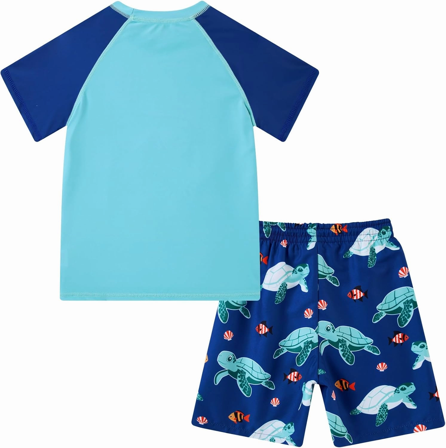 Boys Short Sleeve Rash Guard Swimsuit Set with Swim Trunks for 4-12 Years