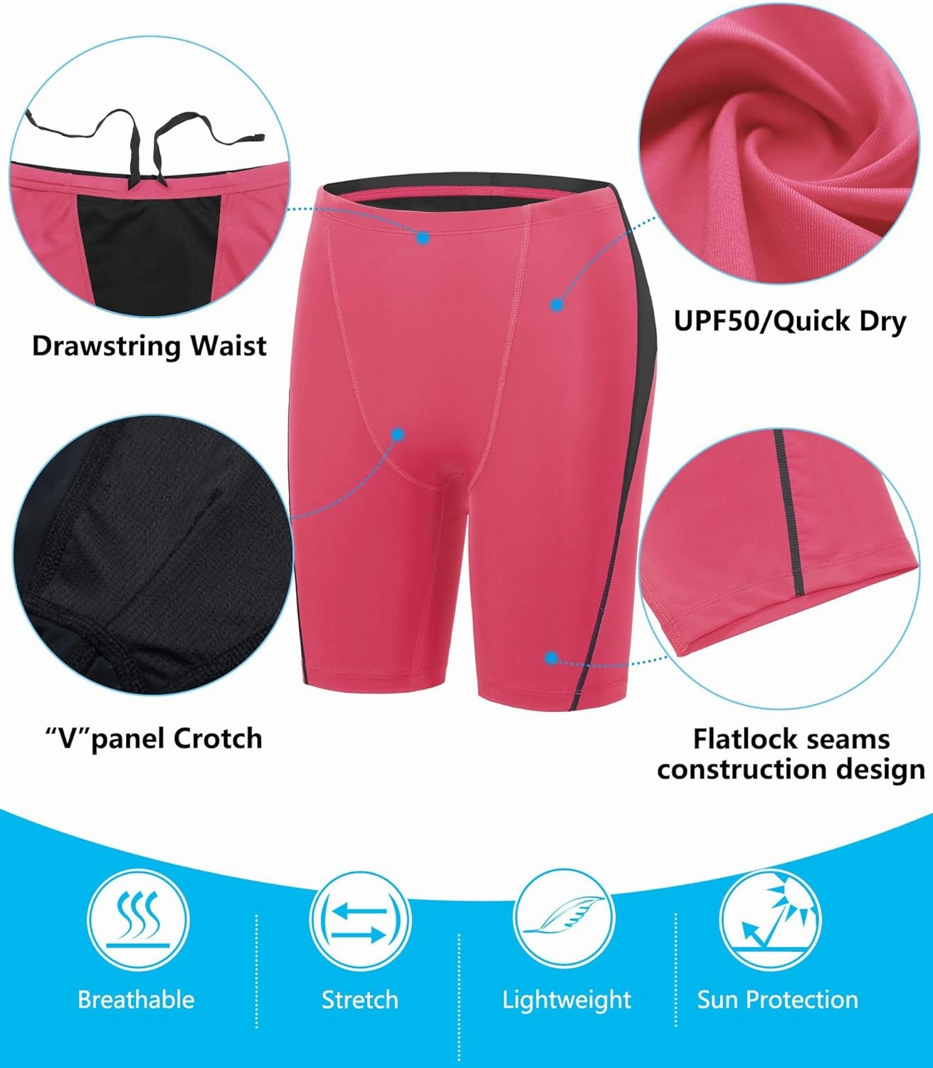Boys Swim Jammers - Youth Competitive Swim Racing Team Swimming Shorts Swimsuit Trunks Bathing Suit Quick Dry UPF 50 