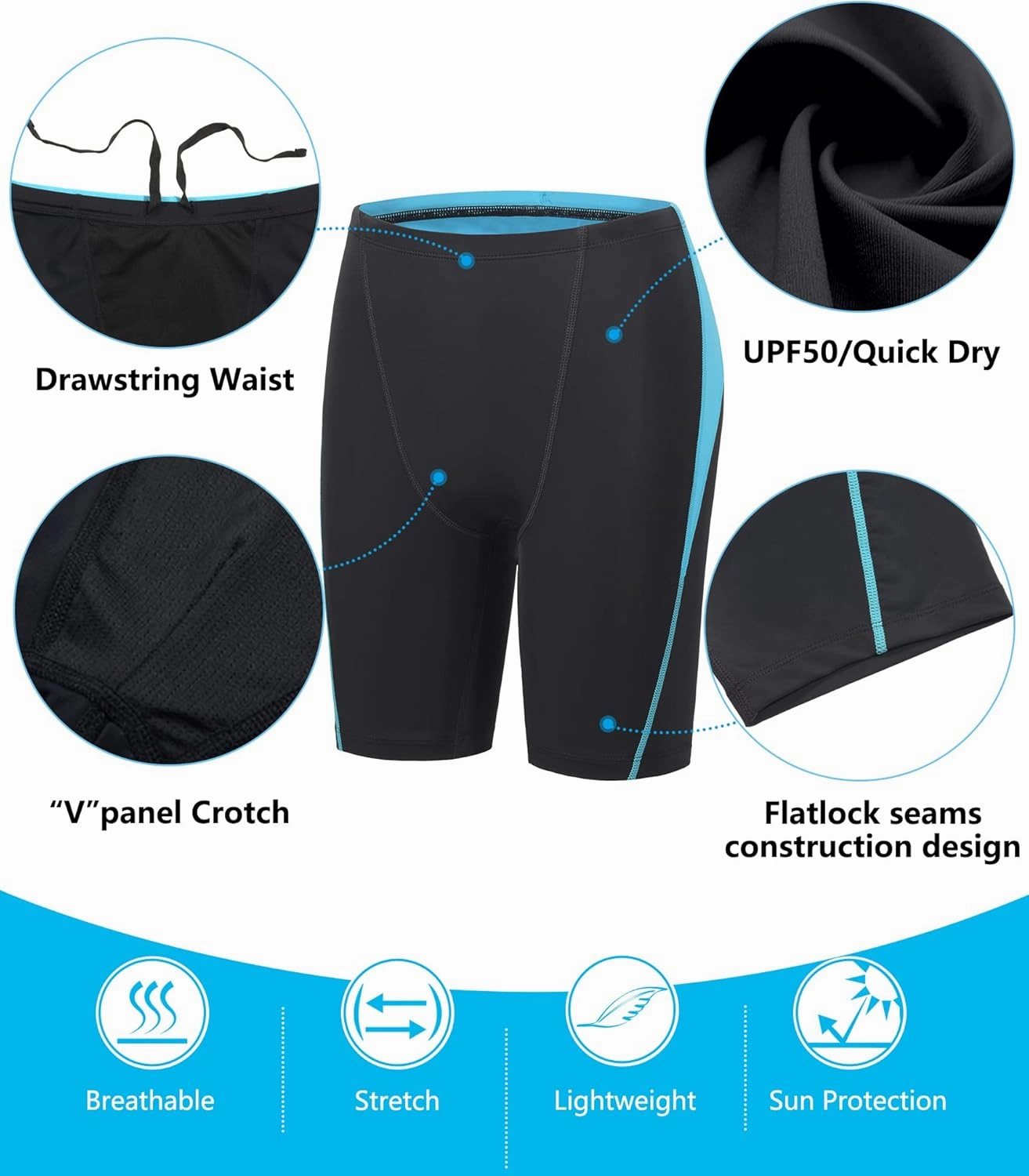 Boys Swim Jammers - Youth Competitive Swim Racing Team Swimming Shorts Swimsuit Trunks Bathing Suit Quick Dry UPF 50 