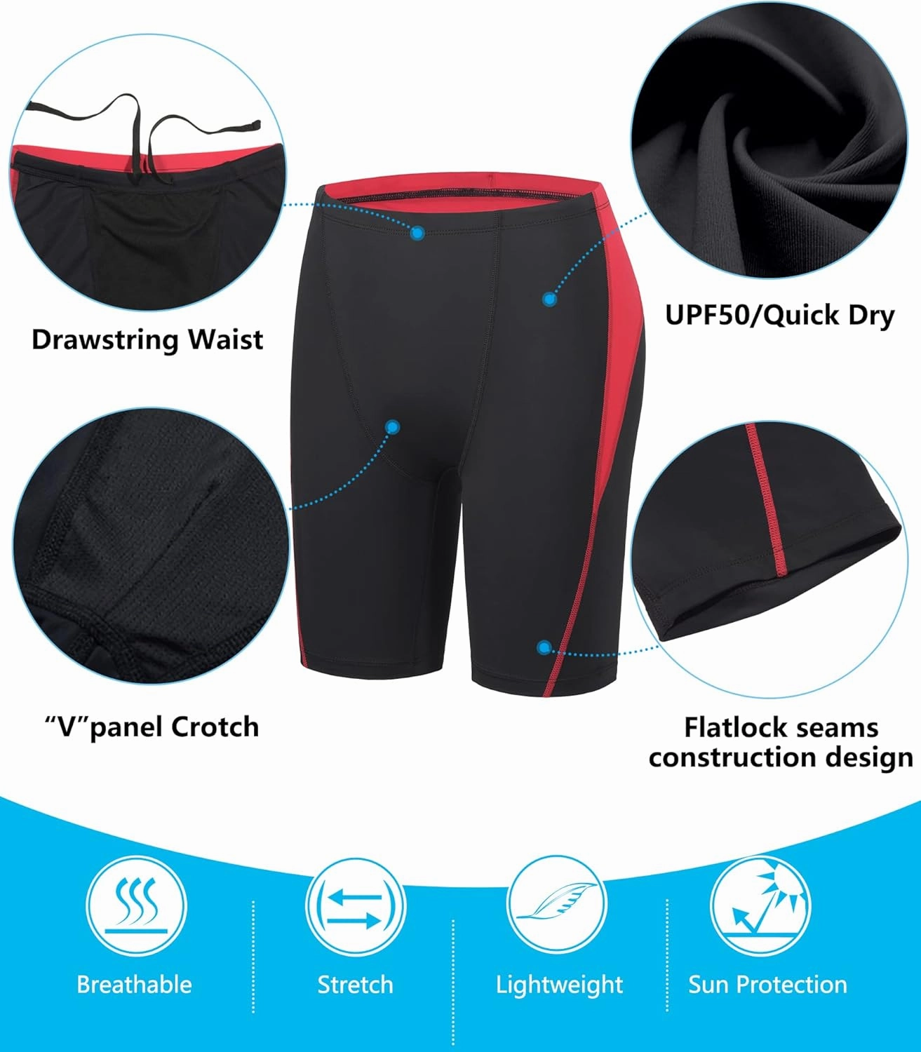 Boys Swim Jammers - Youth Competitive Swim Racing Team Swimming Shorts Swimsuit Trunks Bathing Suit Quick Dry UPF 50 