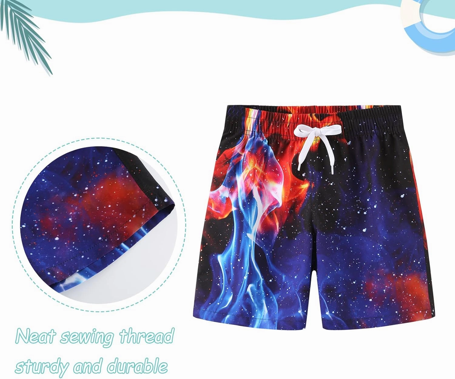 Boys Swim Shorts Beach Swim Trunks for Boys Kids Drawstring Board Shorts Quick Dry Swimwear