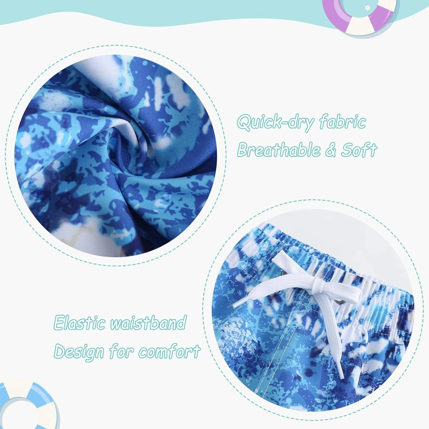 Boys Swim Shorts Beach Swim Trunks for Boys Kids Drawstring Board Shorts Quick Dry Swimwear