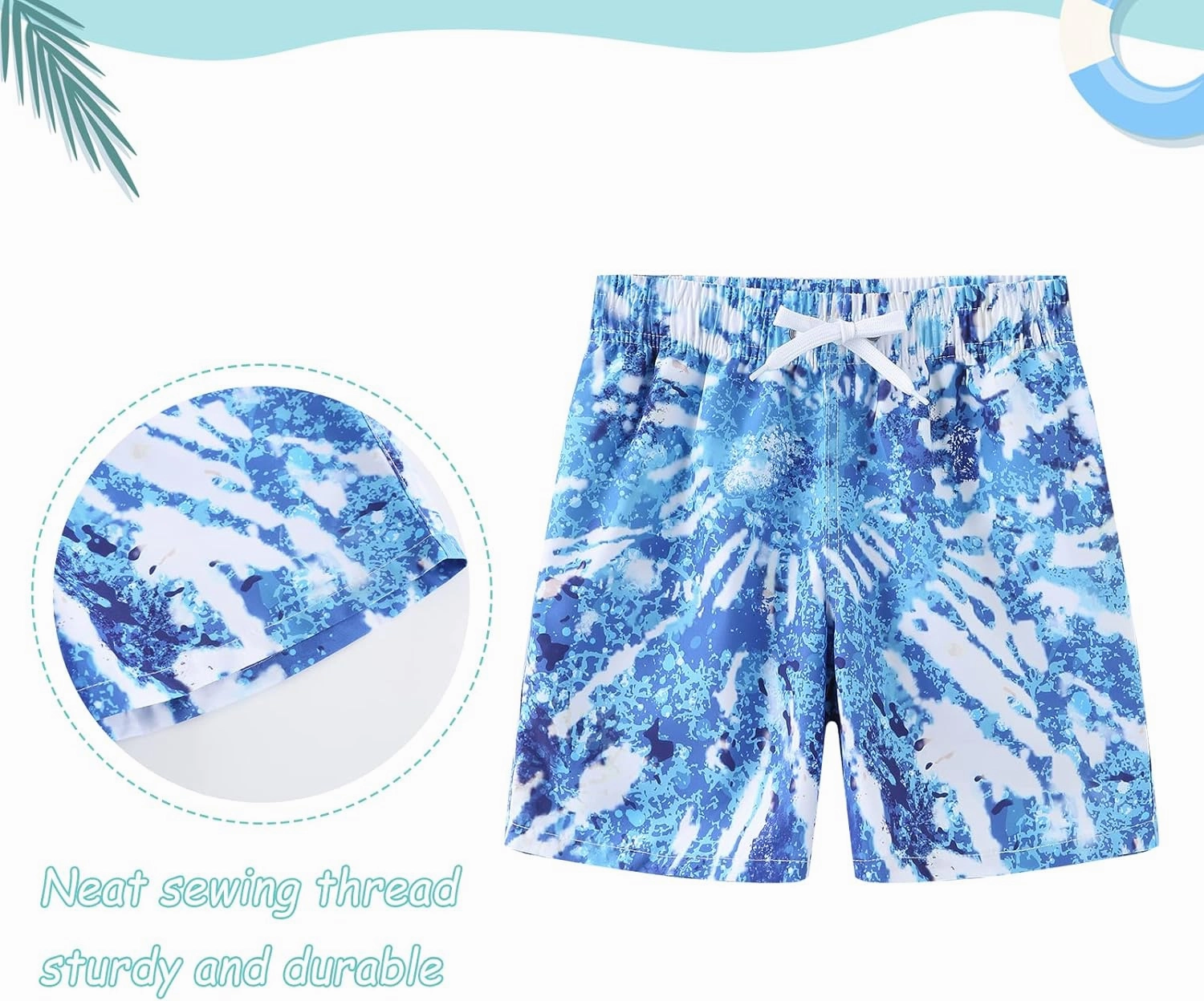 Boys Swim Shorts Beach Swim Trunks for Boys Kids Drawstring Board Shorts Quick Dry Swimwear