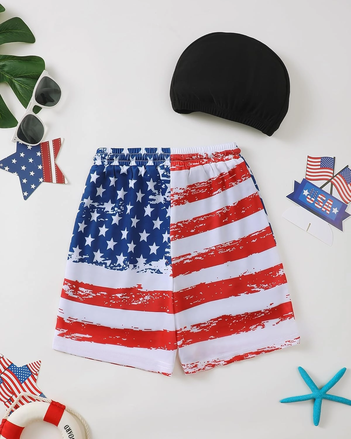 Boys Swim Trunks 2-16 Years Compression Liner Swimsuit Shorts fo Kids Quick-Dry Stretch Swimwear (Includes Swim Cap)