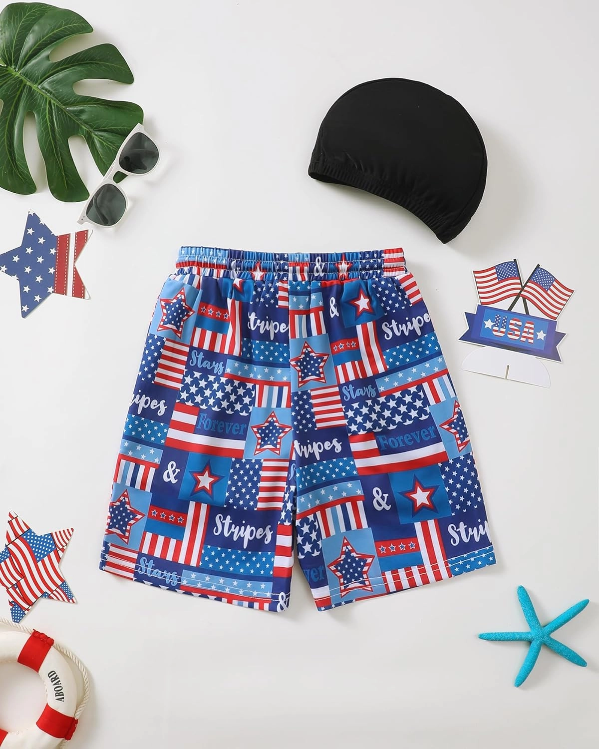 Boys Swim Trunks 2-16 Years Compression Liner Swimsuit Shorts fo Kids Quick-Dry Stretch Swimwear (Includes Swim Cap)