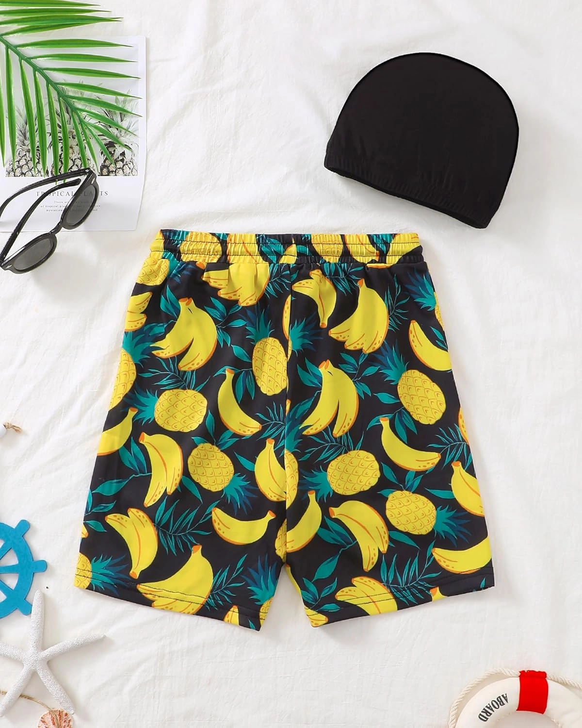 Boys Swim Trunks 2-16 Years Compression Liner Swimsuit Shorts fo Kids Quick-Dry Stretch Swimwear (Includes Swim Cap)
