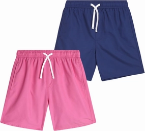 Boys Swim Trunks - 2 Pack Basic Quick Dry Boys Board Shorts Bathing Suit Kids Swimwear with Pockets (Sizes: 8-18)
