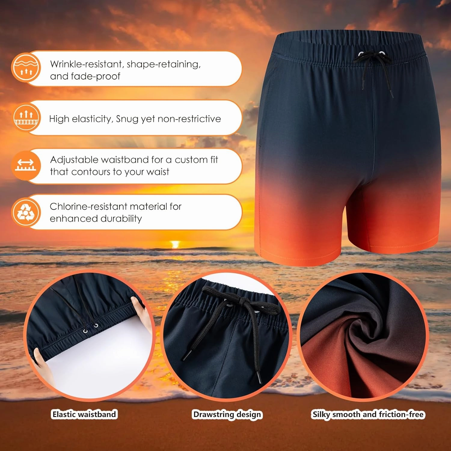 Boys Swim Trunks, Bathing Suit with Compression Liner, UPF 50 , Beach Shorts for 5-16 Years