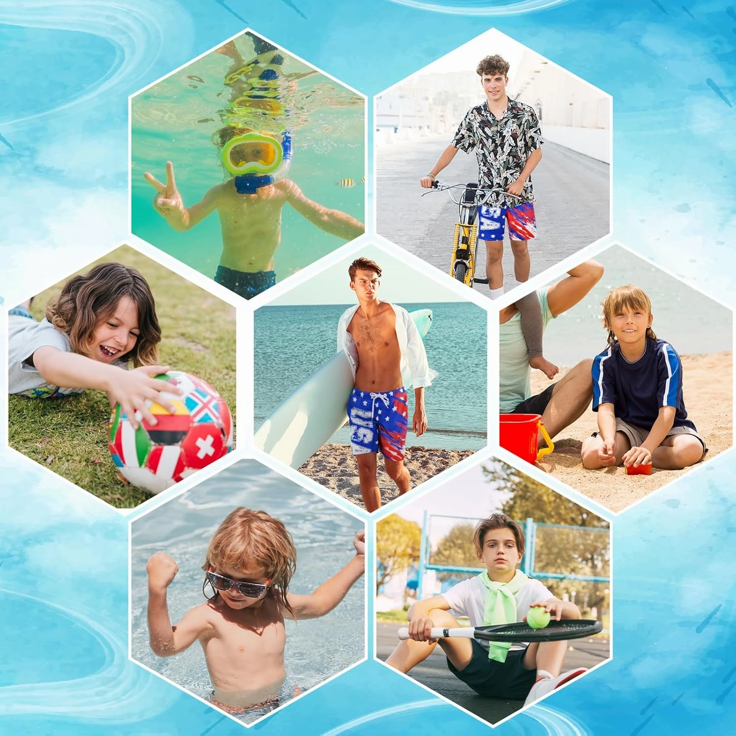 Boys Swim Trunks Bathing Suit Youth Teen Boys Swimming Trunks with Compression Liner Kids Swimsuit Board Shorts 7-16