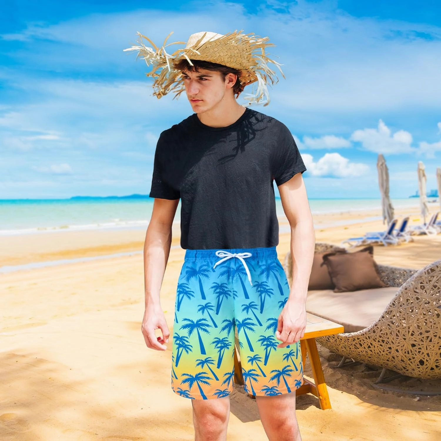 Boys Swim Trunks Bathing Suit Youth Teen Boys Swimming Trunks with Compression Liner Kids Swimsuit Board Shorts 7-16