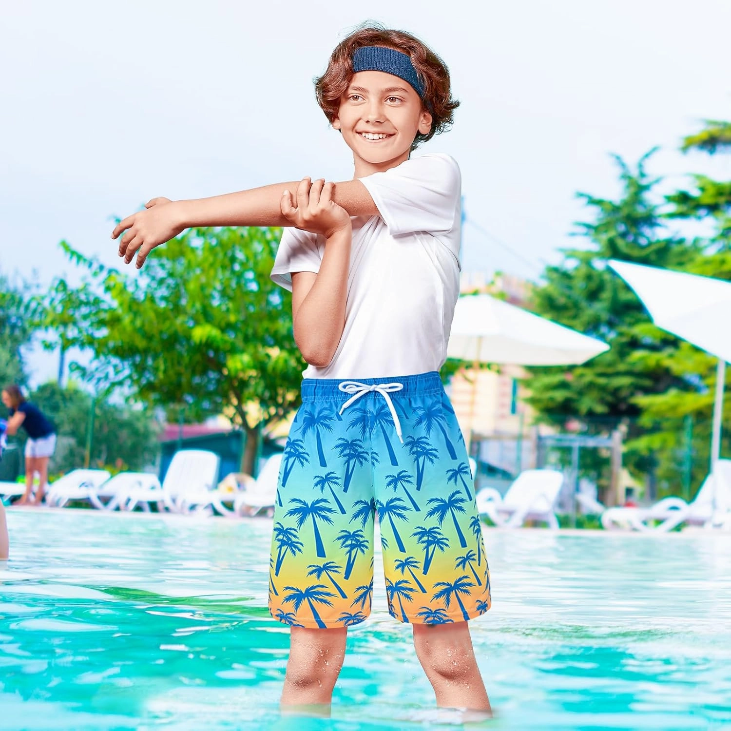 Boys Swim Trunks Bathing Suit Youth Teen Boys Swimming Trunks with Compression Liner Kids Swimsuit Board Shorts 7-16