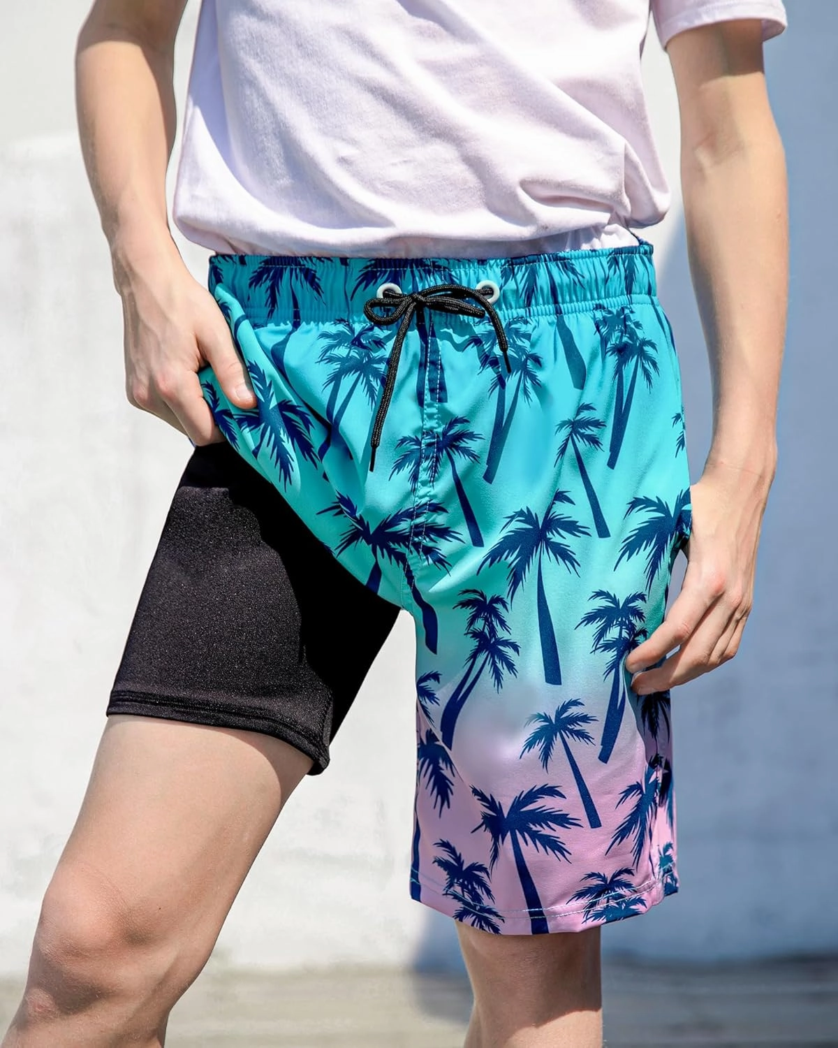 Boys Swim Trunks Bathing Suit Youth Teen Boys Swimming Trunks with Compression Liner Kids Swimsuit Board Shorts 7-16
