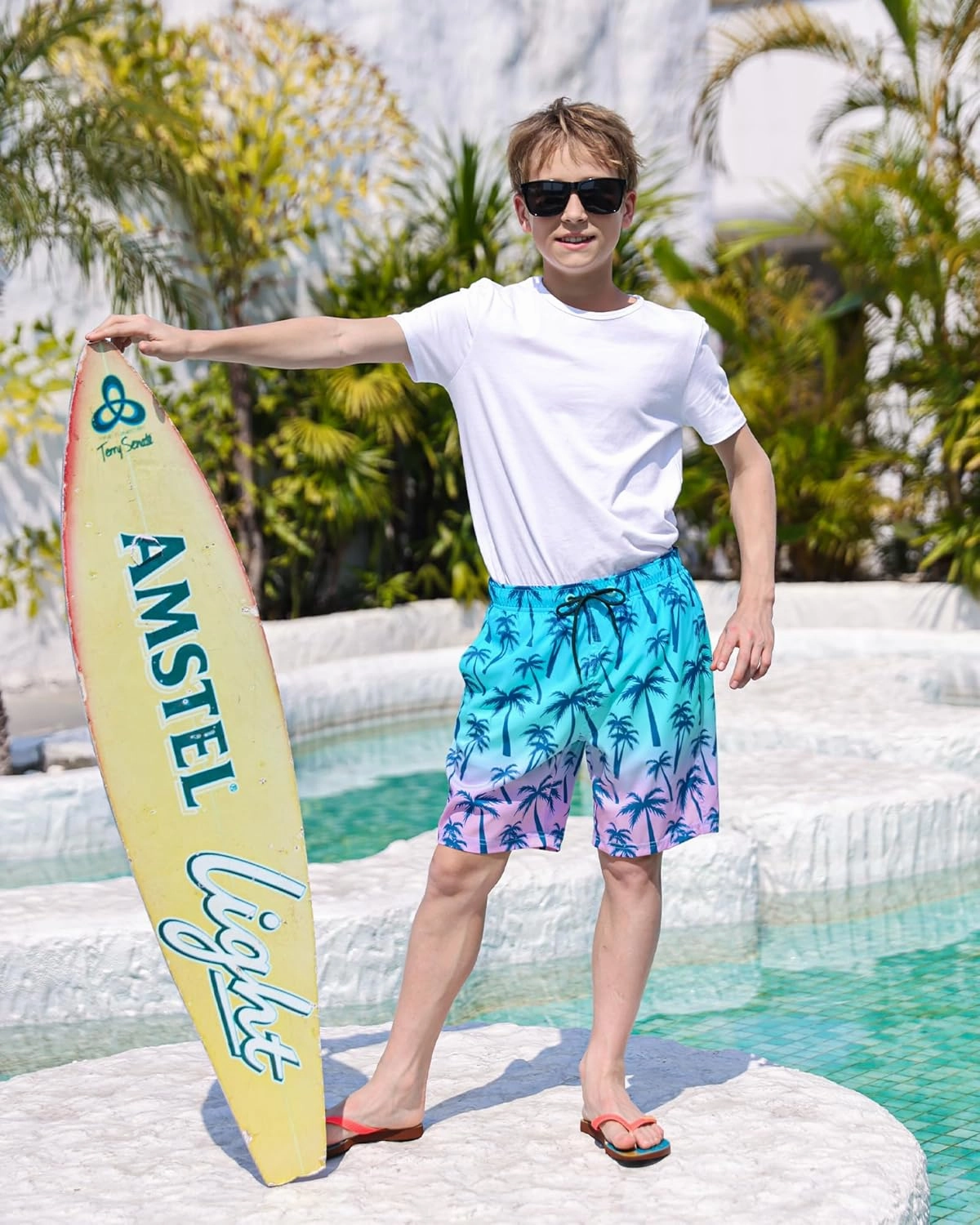 Boys Swim Trunks Bathing Suit Youth Teen Boys Swimming Trunks with Compression Liner Kids Swimsuit Board Shorts 7-16