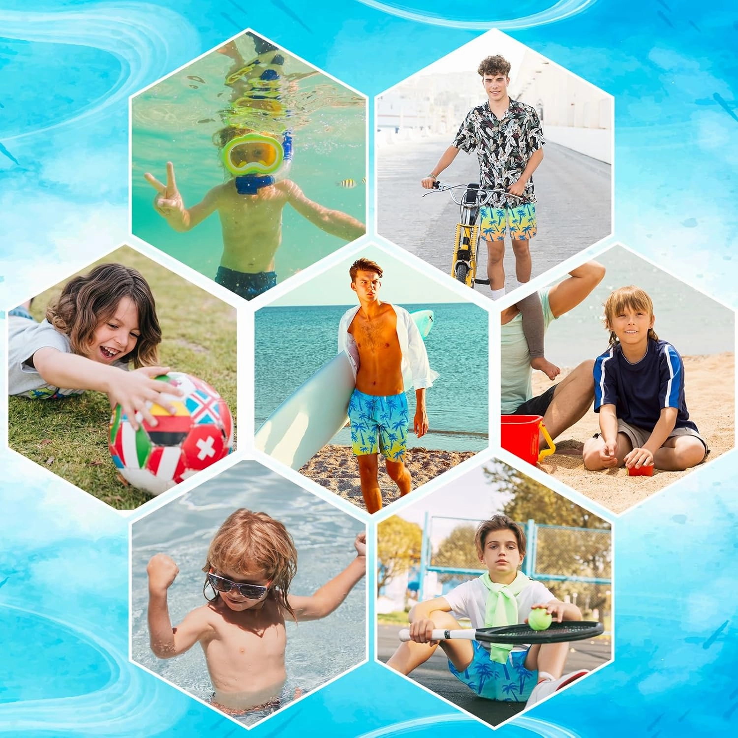 Boys Swim Trunks Bathing Suit Youth Teen Boys Swimming Trunks with Compression Liner Kids Swimsuit Board Shorts 7-16