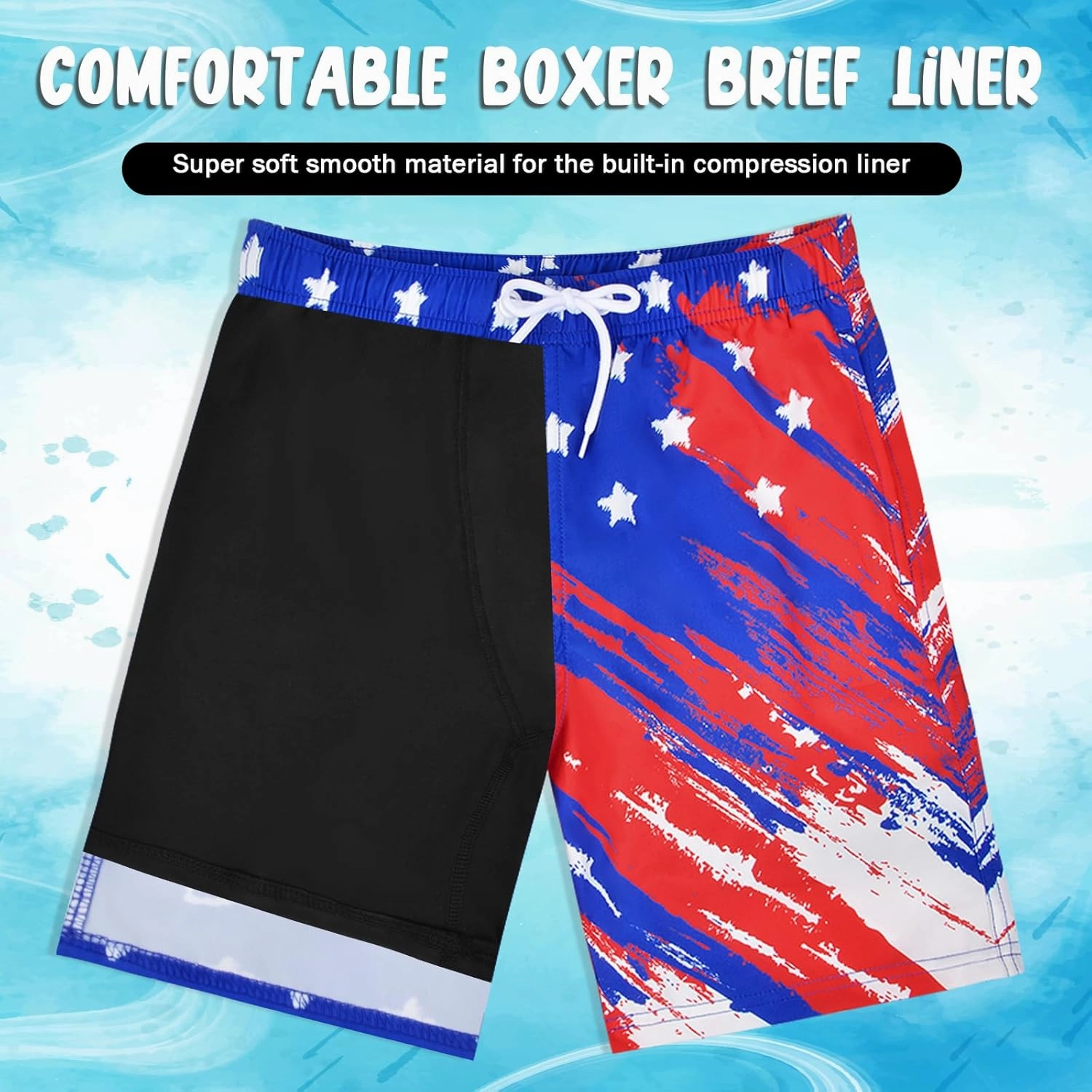 Boys Swim Trunks Bathing Suit Youth Teen Boys Swimming Trunks with Compression Liner Kids Swimsuit Board Shorts 7-16