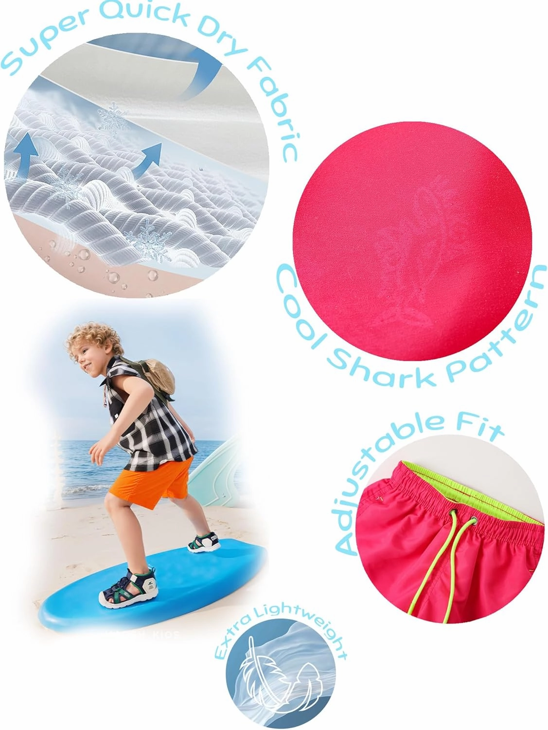 Boys Swim Trunks Boys' Fun Beach Board Shorts 5-14 Years