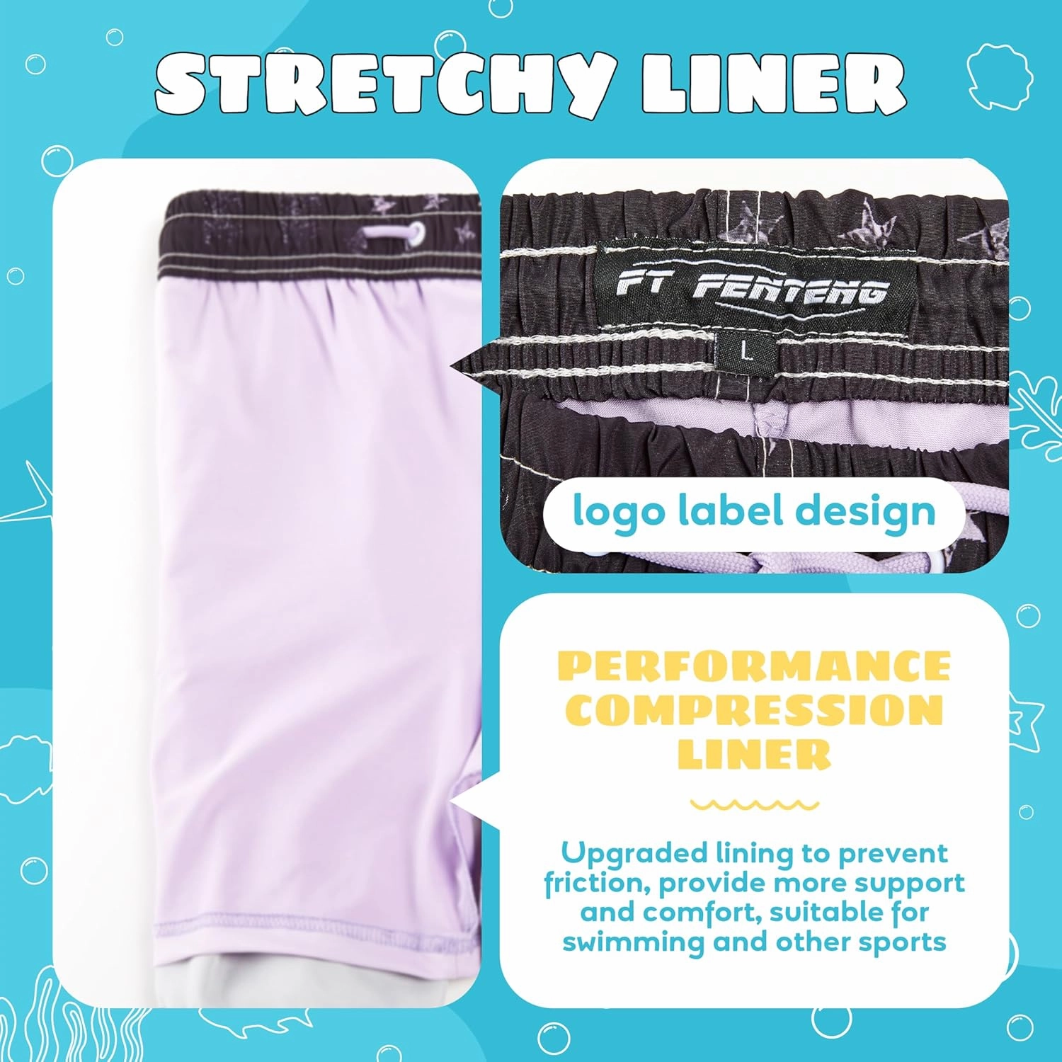 Boys Swim Trunks Compression Liner Swim Shorts Quick Dry Bathing Suit with Boxer Brief Anti-Chafe Boy Swimwear