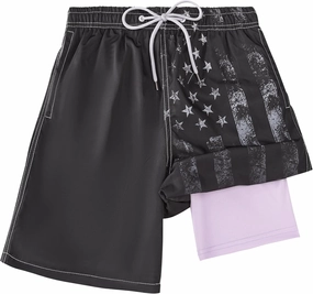 Boys Swim Trunks Compression Liner Swim Shorts Quick Dry Bathing Suit with Boxer Brief Anti-Chafe Boy Swimwear