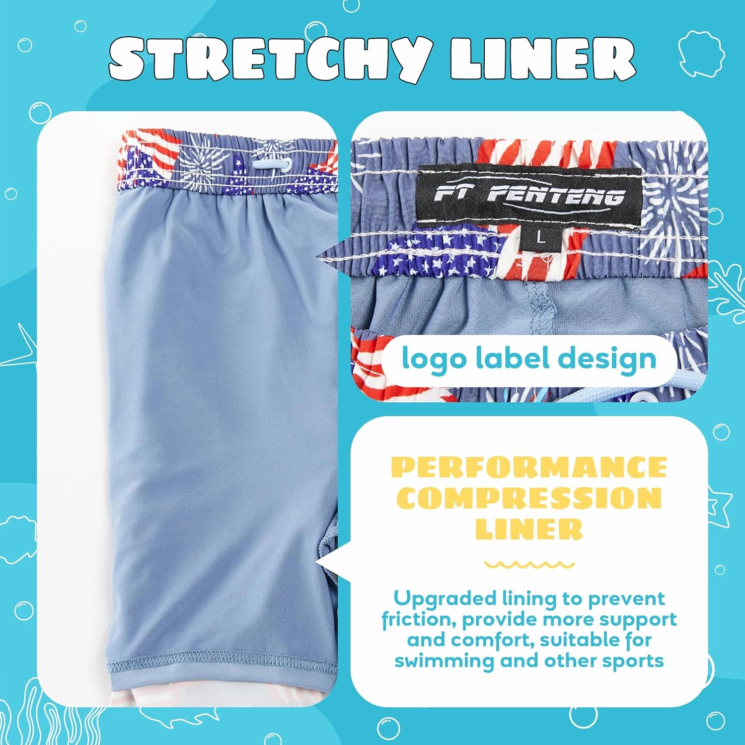 Boys Swim Trunks Compression Liner Swim Shorts Quick Dry Bathing Suit with Boxer Brief Anti-Chafe Boy Swimwear