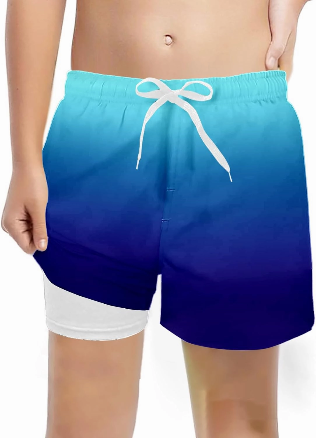 Boys Swim Trunks for 5-16 Years Compression Liner No Chafe Swimsuit Shorts Drawstring Swimwear Bathing Suit Shorts