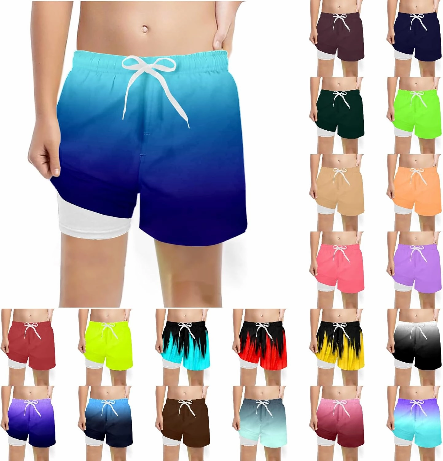 Boys Swim Trunks for 5-16 Years Compression Liner No Chafe Swimsuit Shorts Drawstring Swimwear Bathing Suit Shorts