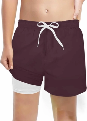 Boys Swim Trunks for 5-16 Years Compression Liner No Chafe Swimsuit Shorts Drawstring Swimwear Bathing Suit Shorts