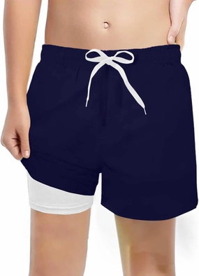 Boys Swim Trunks for 5-16 Years Compression Liner No Chafe Swimsuit Shorts Drawstring Swimwear Bathing Suit Shorts