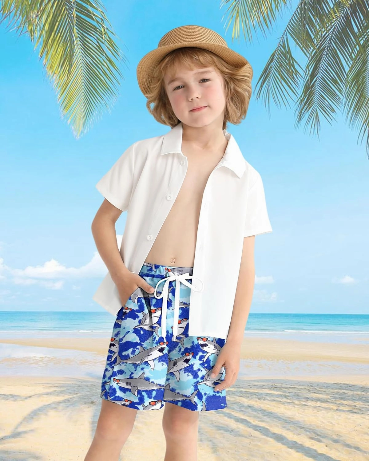 Boys Swim Trunks Quick Dry Compression Liner Swimsuit Shorts Kids Bathing Suit with Pocket UPF 50  Swimwear 5-10 Years
