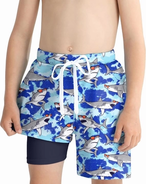 Boys Swim Trunks Quick Dry Compression Liner Swimsuit Shorts Kids Bathing Suit with Pocket UPF 50  Swimwear 5-10 Years