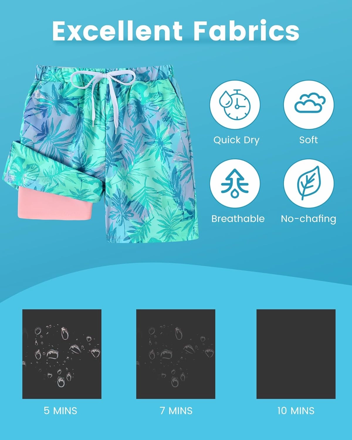 Boys Swim Trunks Quick Dry Compression Liner Swimsuit Shorts Kids Bathing Suit with Pocket UPF 50  Swimwear 5-10 Years