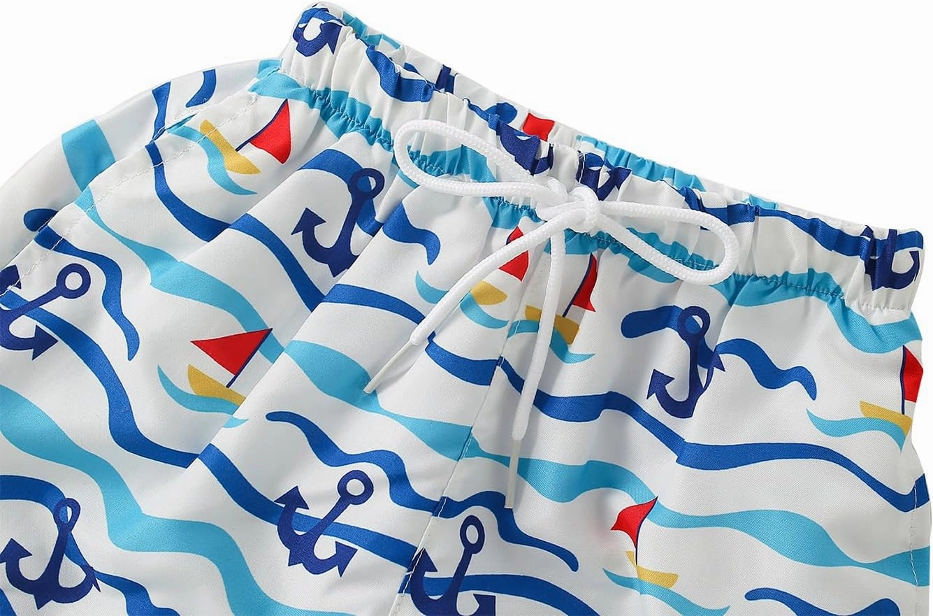 Boys Swim Trunks Toddler Broad Swim Shorts Quick Dry Kids Bathing Suit Boy Swimsuit Set with Pockets