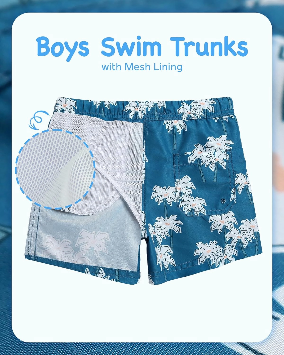 Boys Swim Trunks Toddler Swim Shorts with Mesh Lining Quick Dry Board Shorts Kids Bathing Suits Swimwear for 2-16T