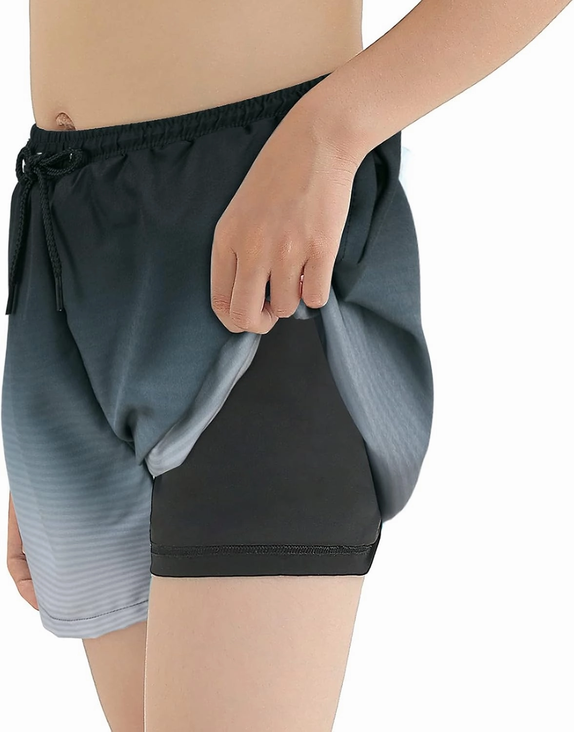 Boys Swim Trunks with Boxer Brief Liner Swim Shorts Compression Liner Youth Anti Trunks
