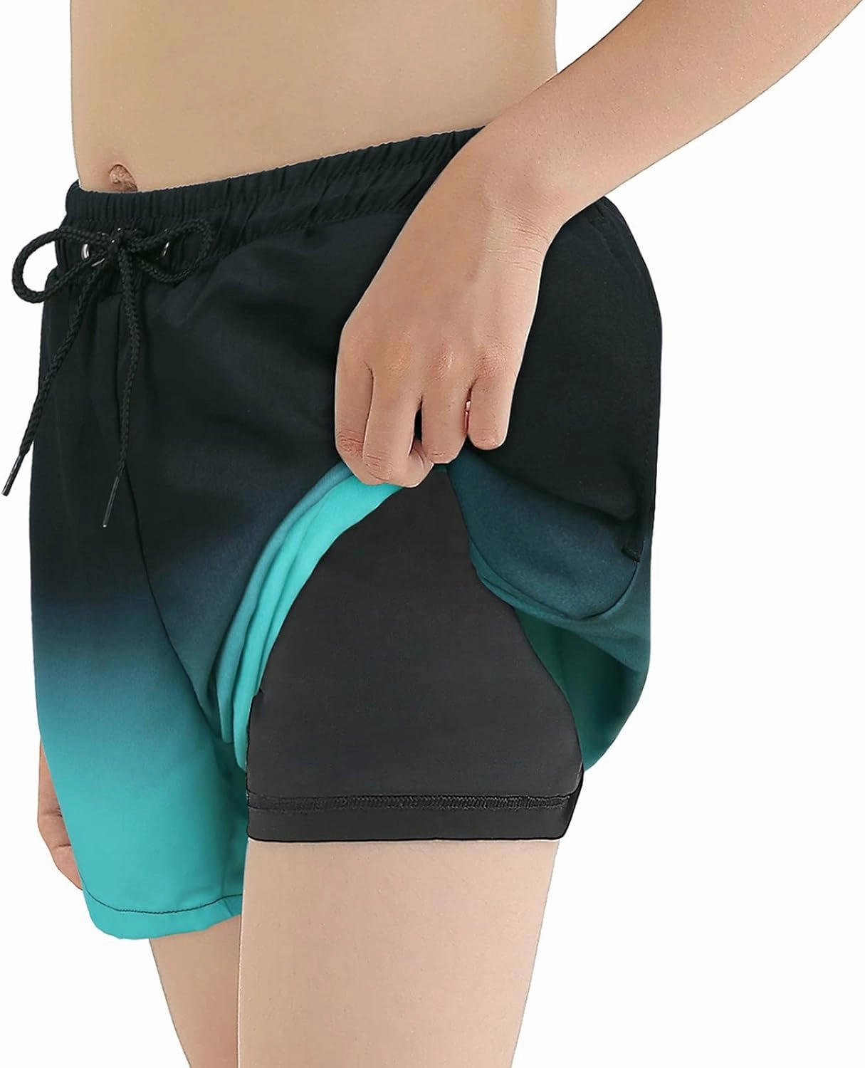 Boys Swim Trunks with Boxer Brief Liner Swim Shorts Compression Liner Youth Anti Trunks