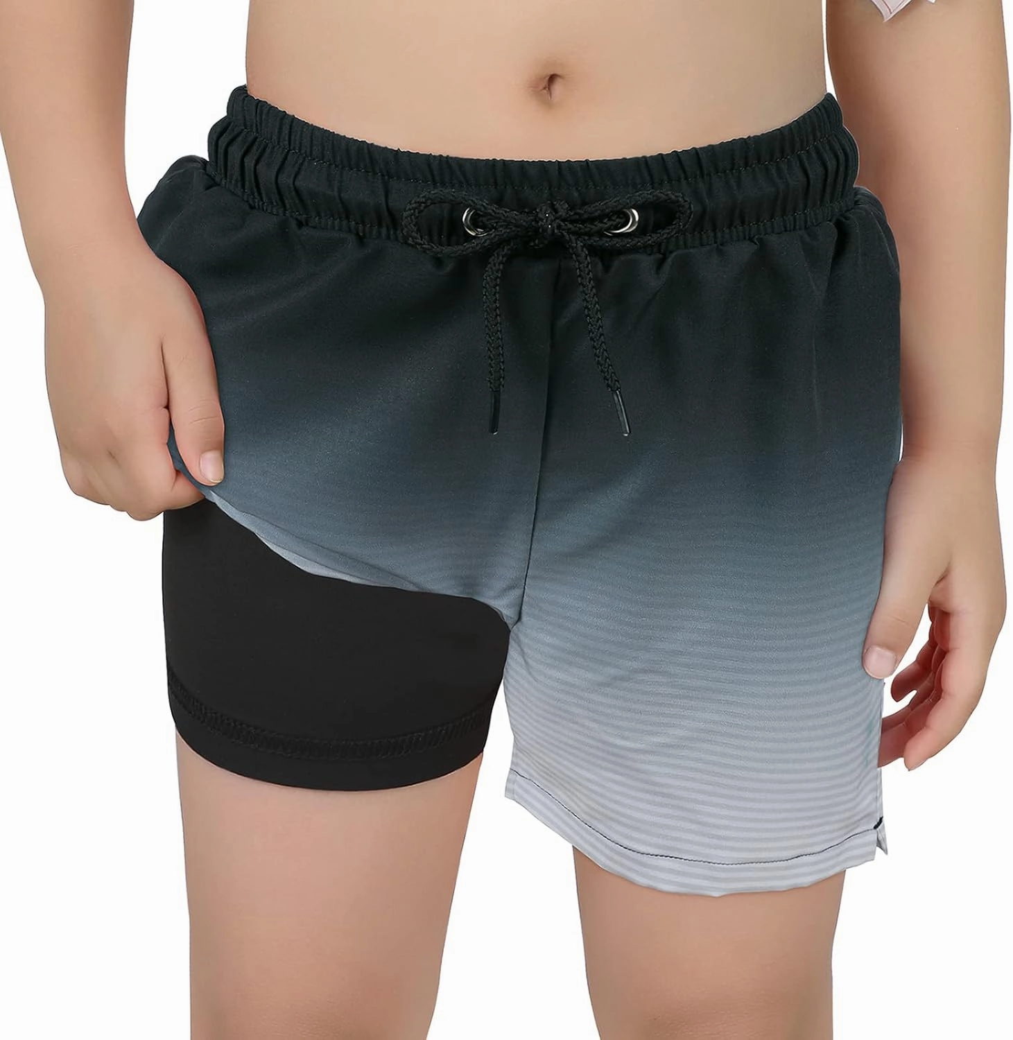 Boys Swim Trunks with Boxer Brief Liner Swim Shorts Compression Liner Youth Anti Trunks