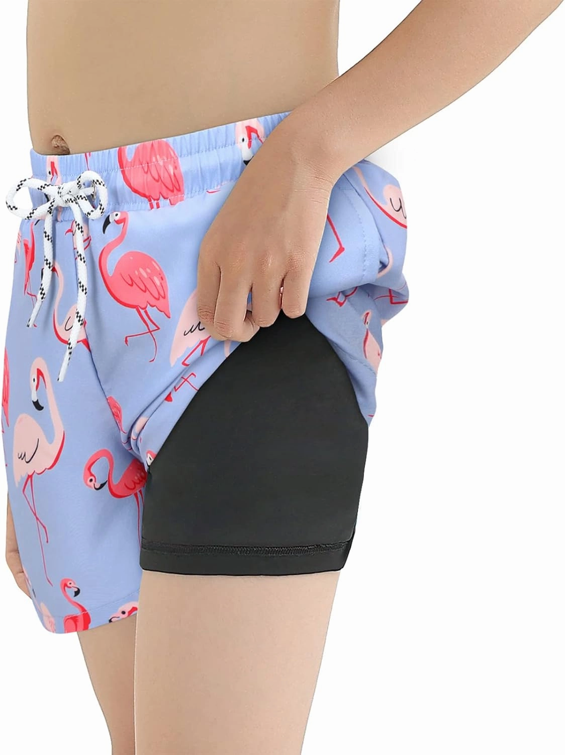 Boys Swim Trunks with Boxer Brief Liner Swim Shorts Compression Liner Youth Anti Trunks